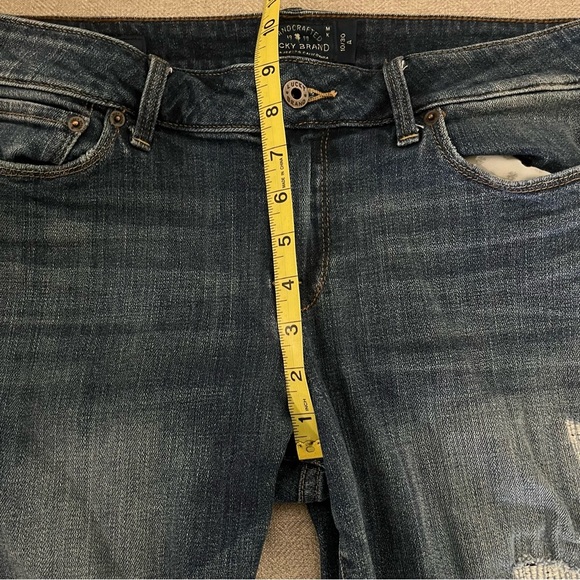 Lucky Brand Lolita Skinny Jeans with Crochet Accents Dark Wash Mid Rise 10 / 30 - Picture 12 of 13